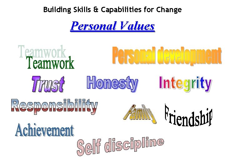 Building Skills & Capabilities for Change Personal Values 