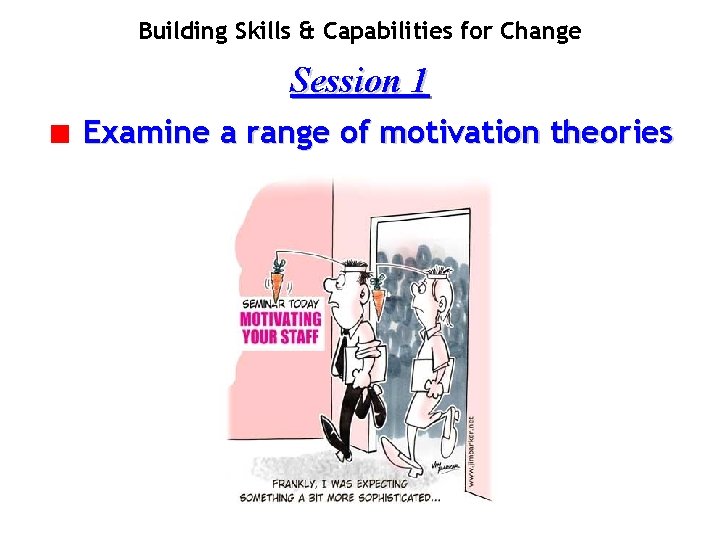 Building Skills & Capabilities for Change Session 1 Examine a range of motivation theories