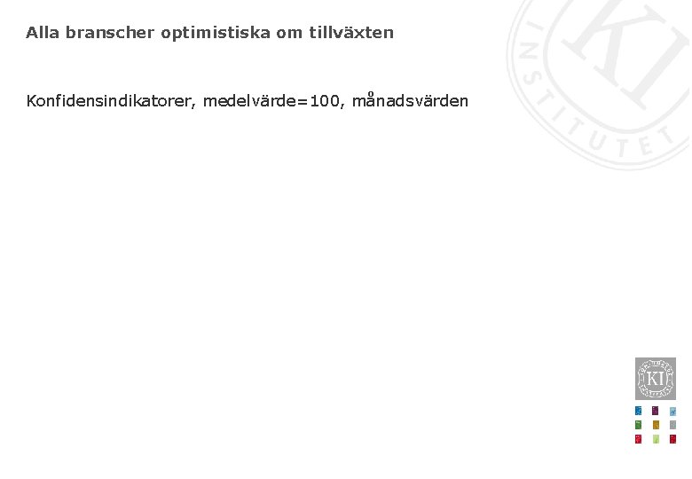 Alla branscher optimistiska om tillväxten Konfidensindikatorer, medelvärde=100, månadsvärden 