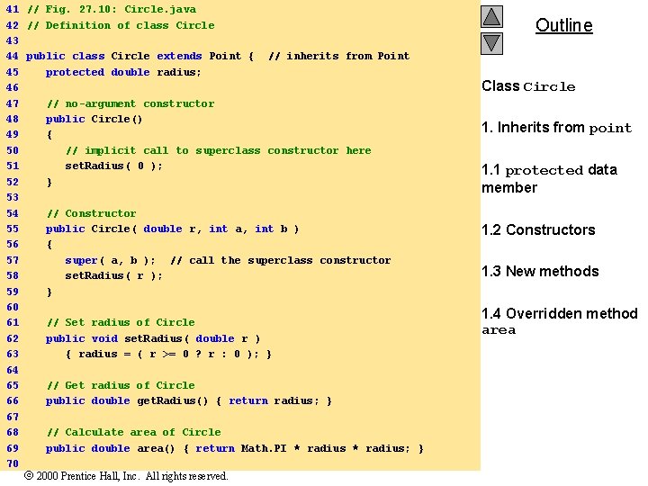41 // Fig. 27. 10: Circle. java 42 // Definition of class Circle 43