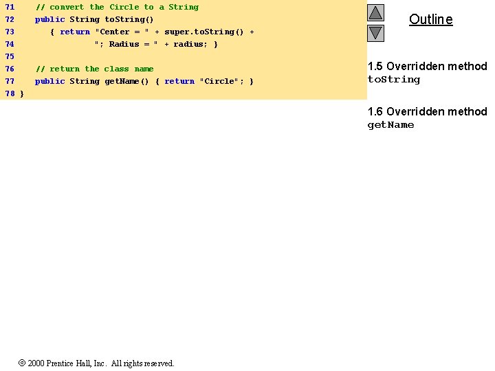 71 72 // convert the Circle to a String public String to. String() 73