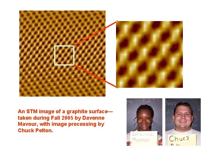 An STM image of a graphite surface— taken during Fall 2005 by Davenne Mavour, An STM image of a graphite surface— taken during Fall 2005 by Davenne Mavour,