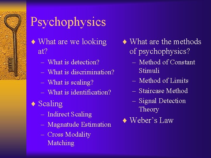 Psychophysics ¨ What are we looking at? – – What is detection? What is