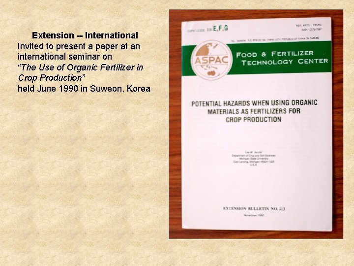 Extension -- International Invited to present a paper at an international seminar on “The