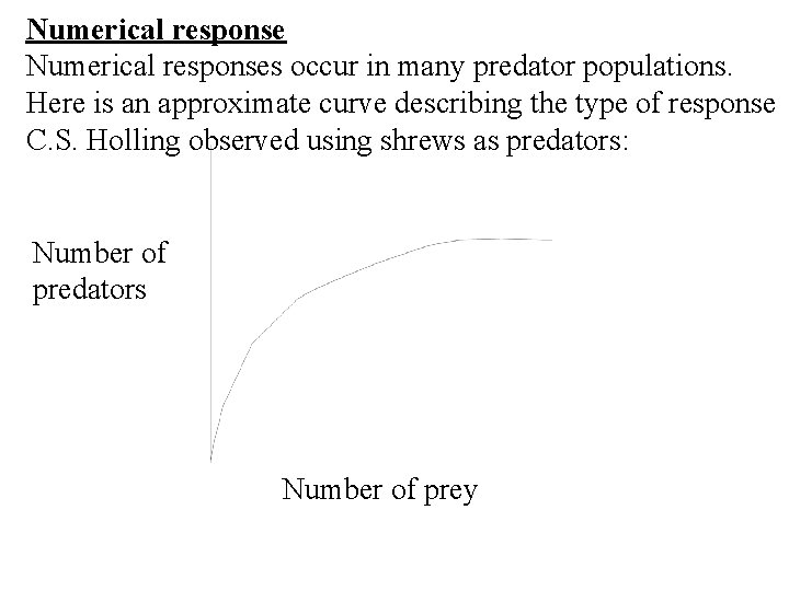 Numerical responses occur in many predator populations. Here is an approximate curve describing the