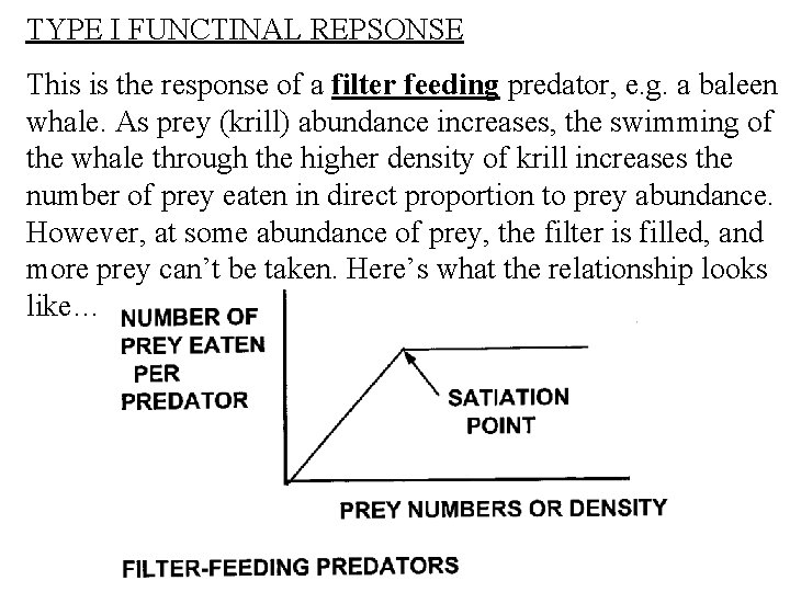 TYPE I FUNCTINAL REPSONSE This is the response of a filter feeding predator, e.