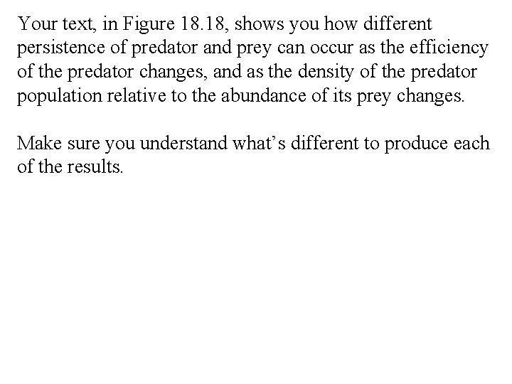 Your text, in Figure 18. 18, shows you how different persistence of predator and