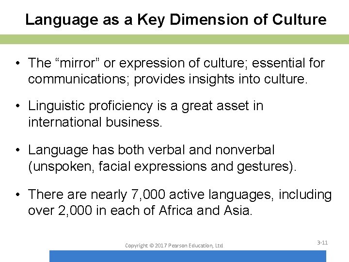 Language as a Key Dimension of Culture • The “mirror” or expression of culture;