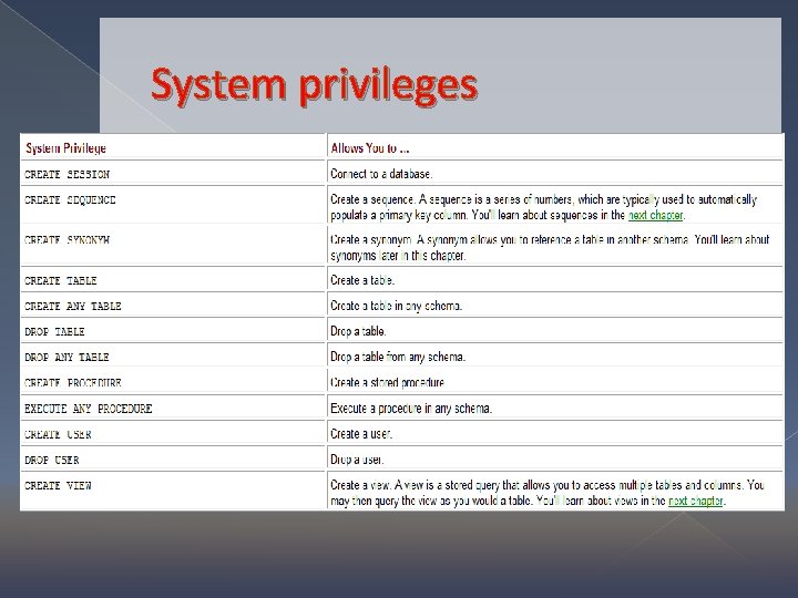 System privileges 