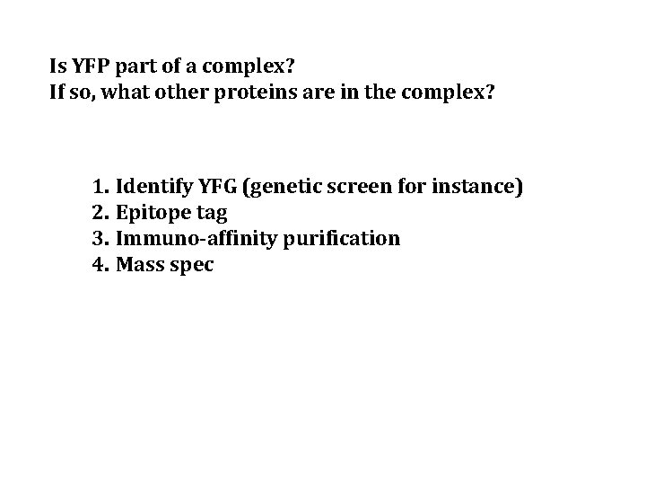 Is YFP part of a complex? If so, what other proteins are in the
