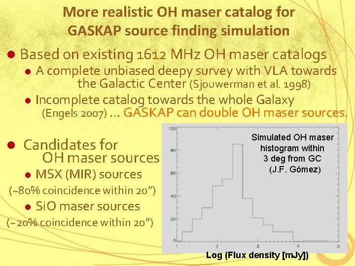 More realistic OH maser catalog for GASKAP source finding simulation l Based on existing