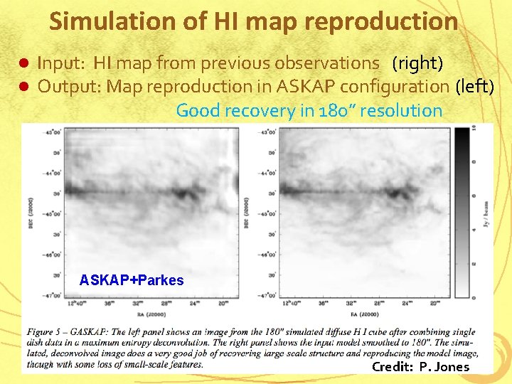 Simulation of HI map reproduction l l Input: HI map from previous observations (right)