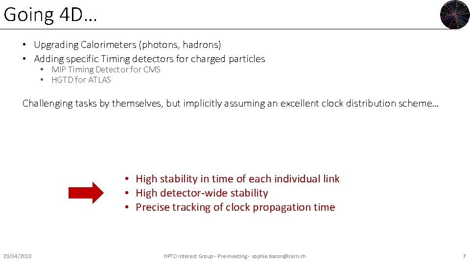 Going 4 D… • Upgrading Calorimeters (photons, hadrons) • Adding specific Timing detectors for