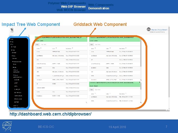 Polymer Web Components Web DIP Browser Demonstration Web MOON Browser Impact Tree Web Component