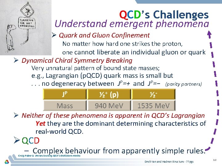 QCD’s Challenges Understand emergent phenomena Ø Quark and Gluon Confinement No matter how hard