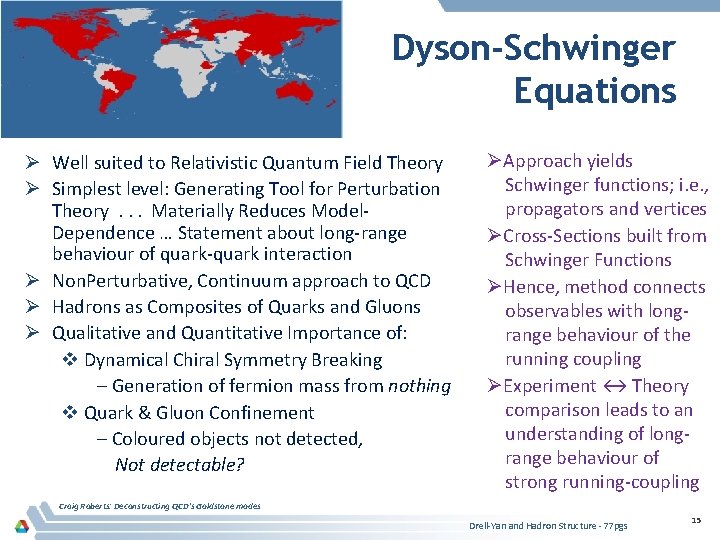 Dyson-Schwinger Equations Ø Well suited to Relativistic Quantum Field Theory Ø Simplest level: Generating