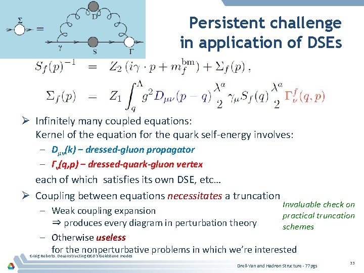 Persistent challenge in application of DSEs Ø Infinitely many coupled equations: Kernel of the