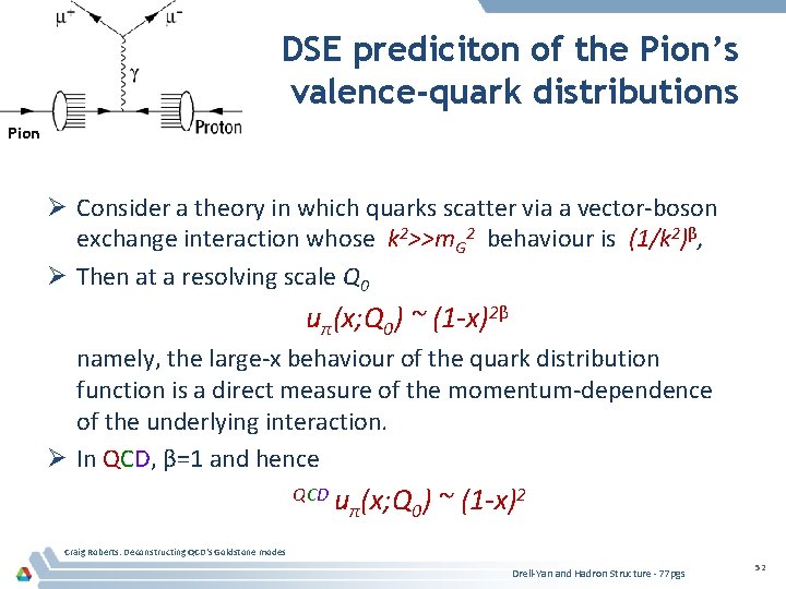 DSE prediciton of the Pion’s valence-quark distributions Pion Ø Consider a theory in which