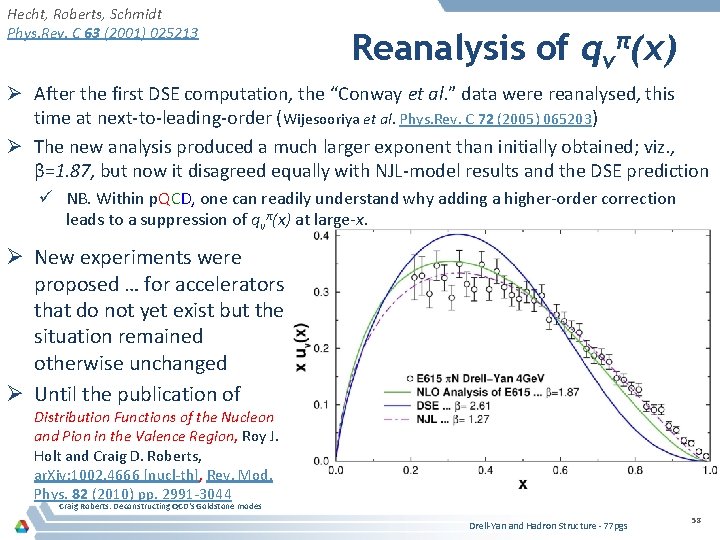 Hecht, Roberts, Schmidt Phys. Rev. C 63 (2001) 025213 Reanalysis of qvπ(x) Ø After