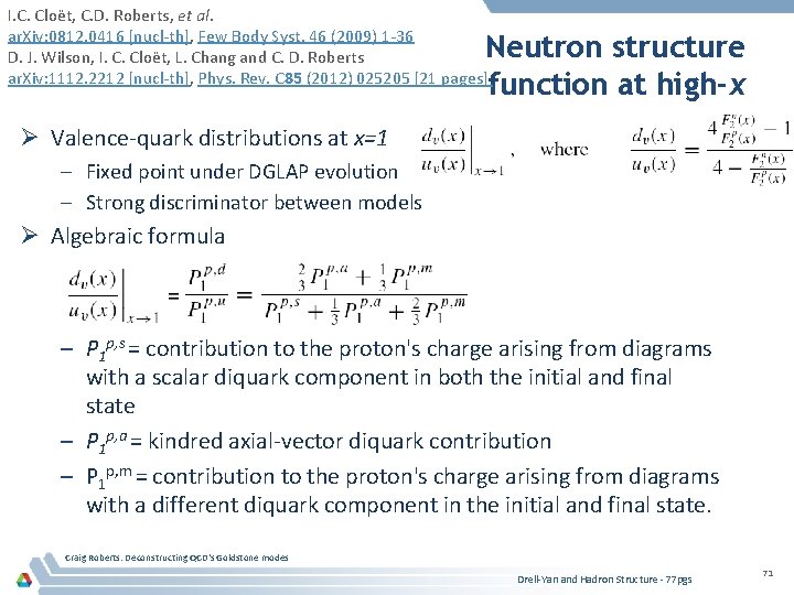 I. C. Cloët, C. D. Roberts, et al. ar. Xiv: 0812. 0416 [nucl-th], Few