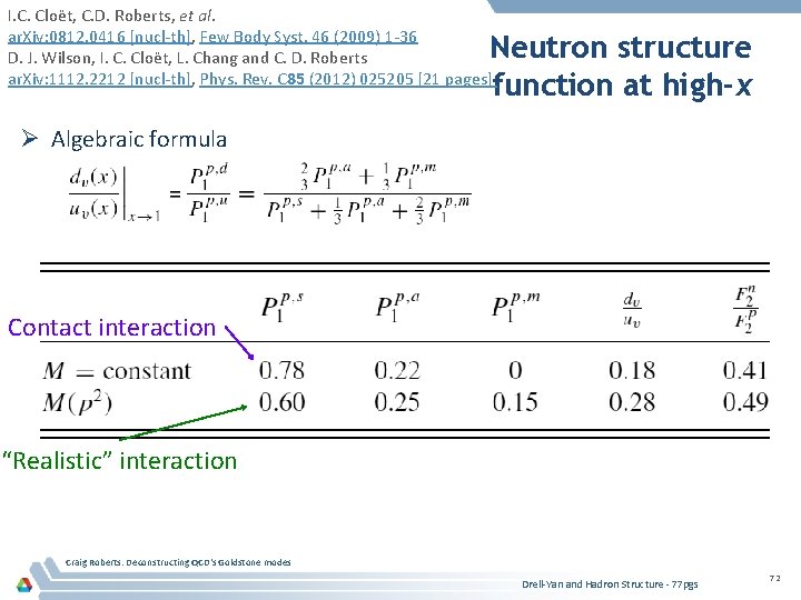 I. C. Cloët, C. D. Roberts, et al. ar. Xiv: 0812. 0416 [nucl-th], Few