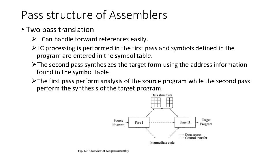 Pass structure of Assemblers • Two pass translation Ø Can handle forward references easily. Pass structure of Assemblers • Two pass translation Ø Can handle forward references easily.