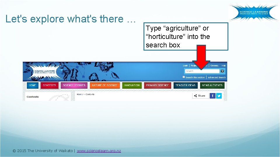 Let's explore what's there … © 2015 The University of Waikato | www. sciencelearn.