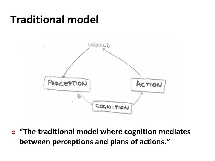 Carnegie Mellon Traditional model ¢ “The traditional model where cognition mediates between perceptions and
