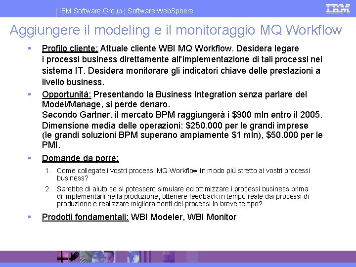 IBM Software Group | Software Web. Sphere Aggiungere il modeling e il monitoraggio MQ