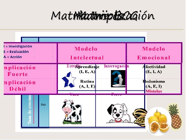 Matriz Matrices Implicación BCG 
