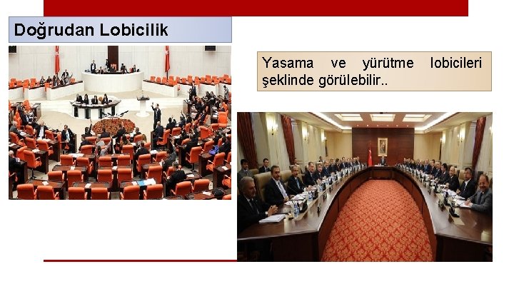 Doğrudan Lobicilik Yasama ve yürütme şeklinde görülebilir. . lobicileri 