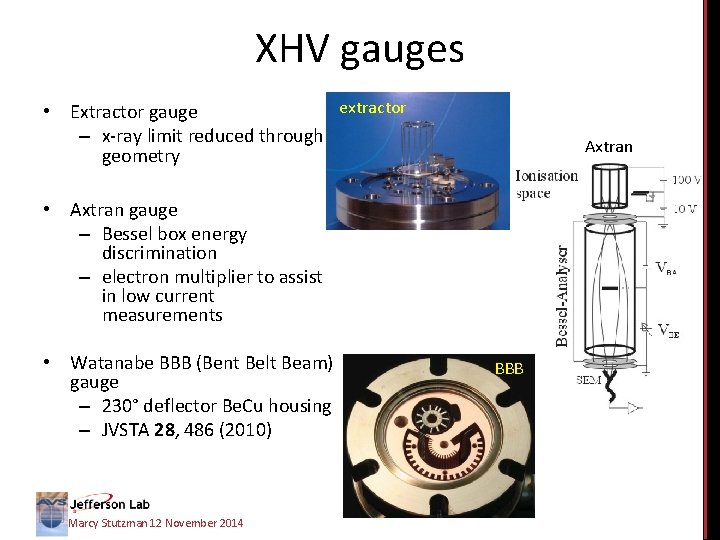 XHV gauges extractor • Extractor gauge – x-ray limit reduced through geometry Axtran •