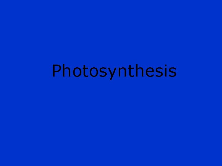 Photosynthesis 