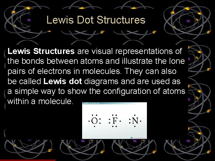 Lewis Dot Structures Lewis Structures are visual representations of the bonds between atoms and