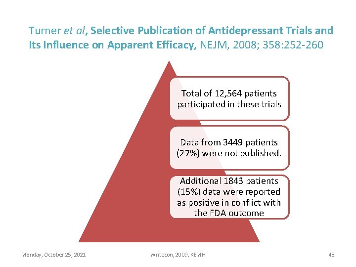 Turner et al, Selective Publication of Antidepressant Trials and Its Influence on Apparent Efficacy,