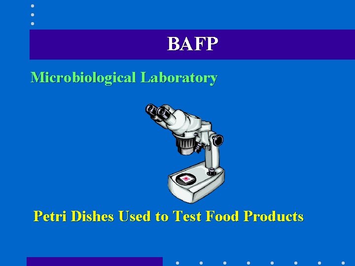 BAFP Microbiological Laboratory Petri Dishes Used to Test Food Products 
