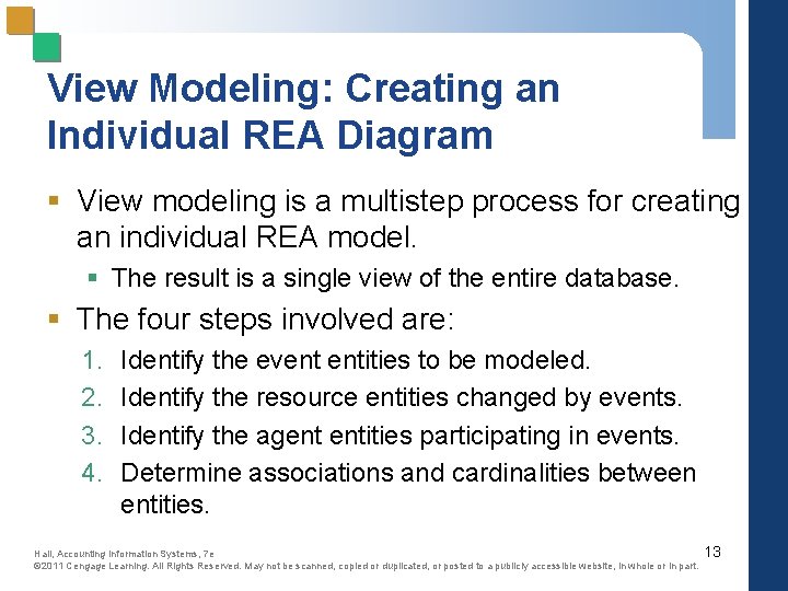 View Modeling: Creating an Individual REA Diagram § View modeling is a multistep process