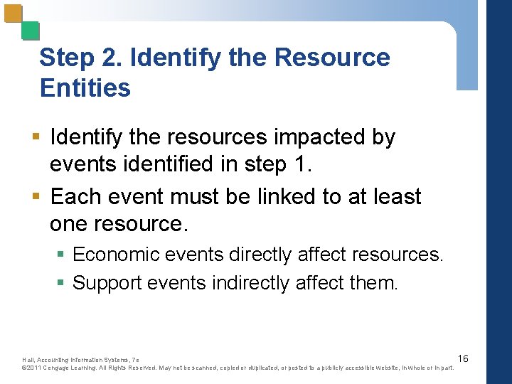 Step 2. Identify the Resource Entities § Identify the resources impacted by events identified