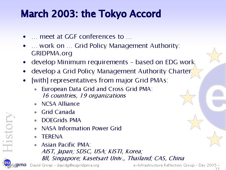 History March 2003: the Tokyo Accord · … meet at GGF conferences to …