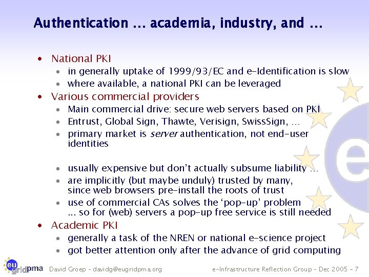 Authentication … academia, industry, and … · National PKI · in generally uptake of