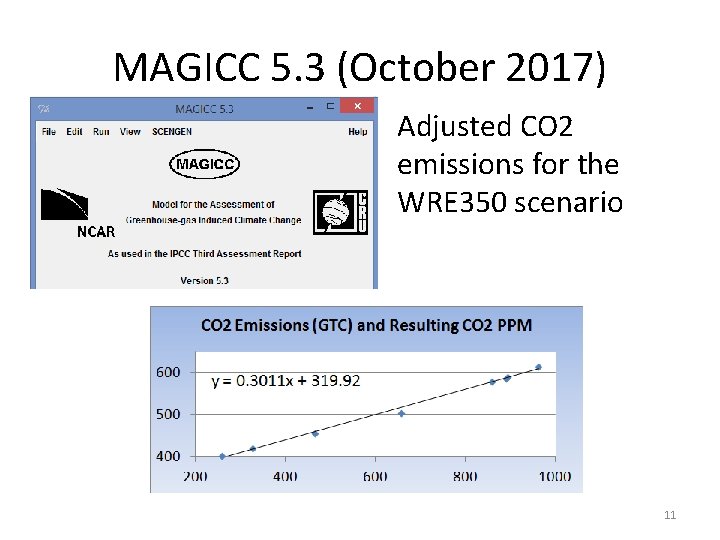 MAGICC 5. 3 (October 2017) Adjusted CO 2 emissions for the WRE 350 scenario