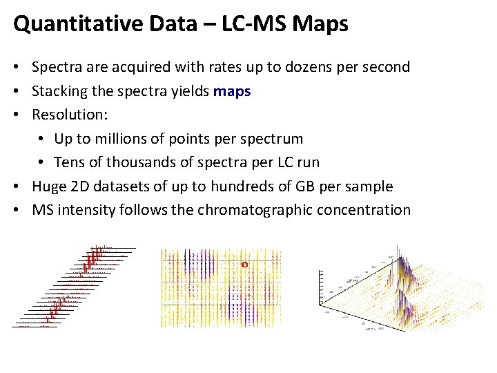 Quantitative Data – LC-MS Maps • Spectra are acquired with rates up to dozens