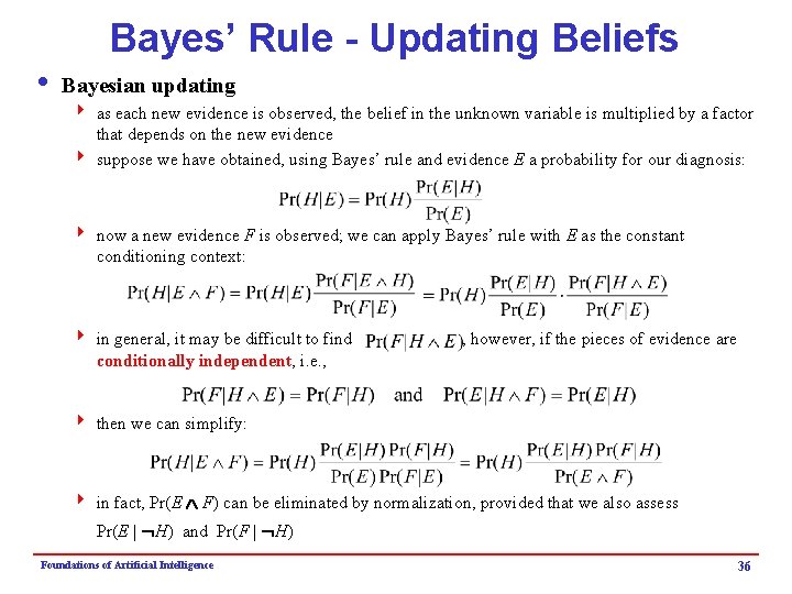 Bayes’ Rule - Updating Beliefs i Bayesian updating 4 as each new evidence is