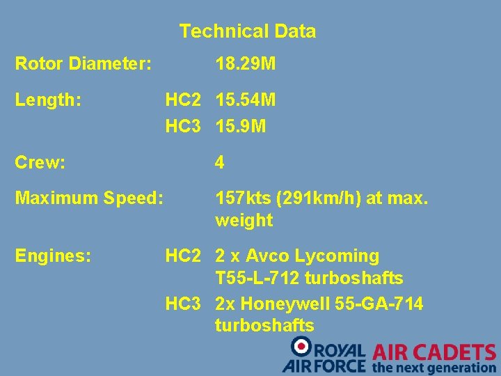 Technical Data Rotor Diameter: Length: 18. 29 M HC 2 15. 54 M HC