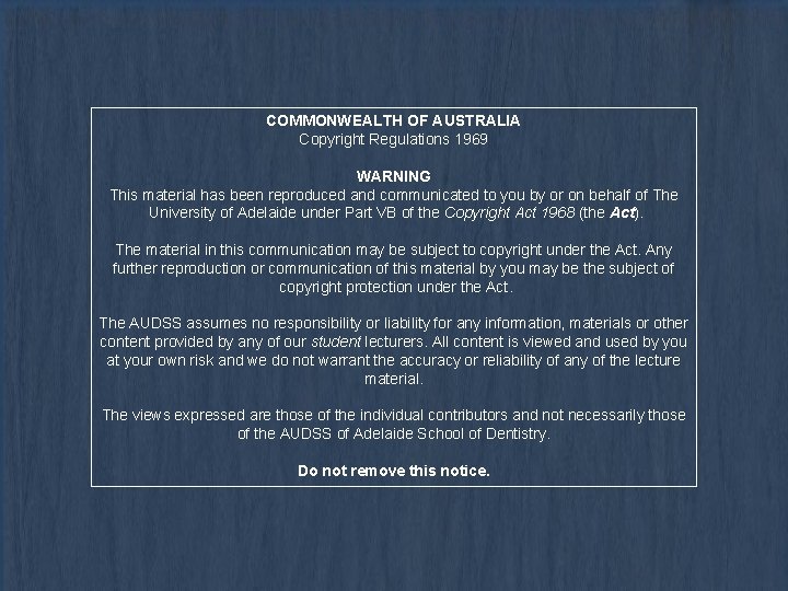 COMMONWEALTH OF AUSTRALIA Copyright Regulations 1969 WARNING This material has been reproduced and communicated