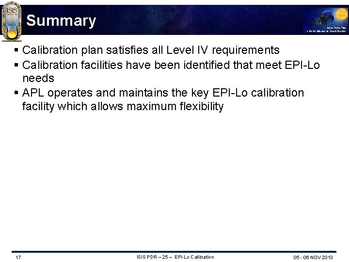 Summary Solar Probe Plus A NASA Mission to Touch the Sun § Calibration plan