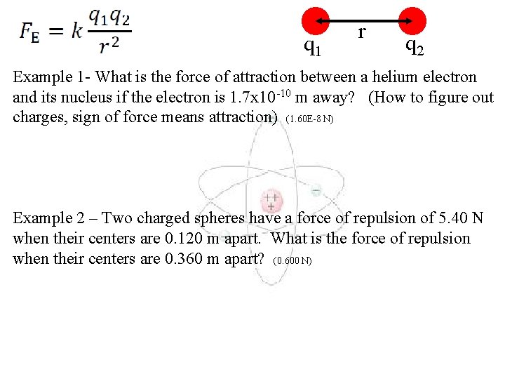 q 1 r q 2 Example 1 - What is the force of attraction