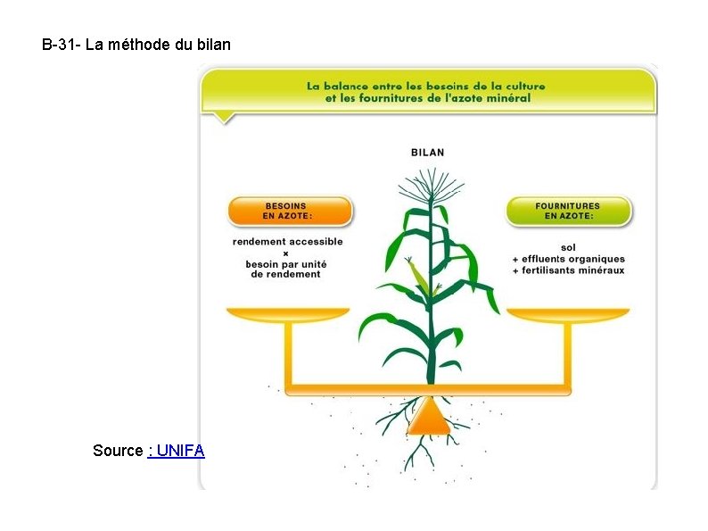 B-31 - La méthode du bilan Source : UNIFA 