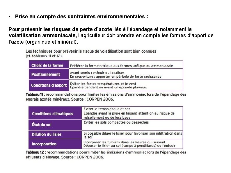  • Prise en compte des contraintes environnementales : Pour prévenir les risques de