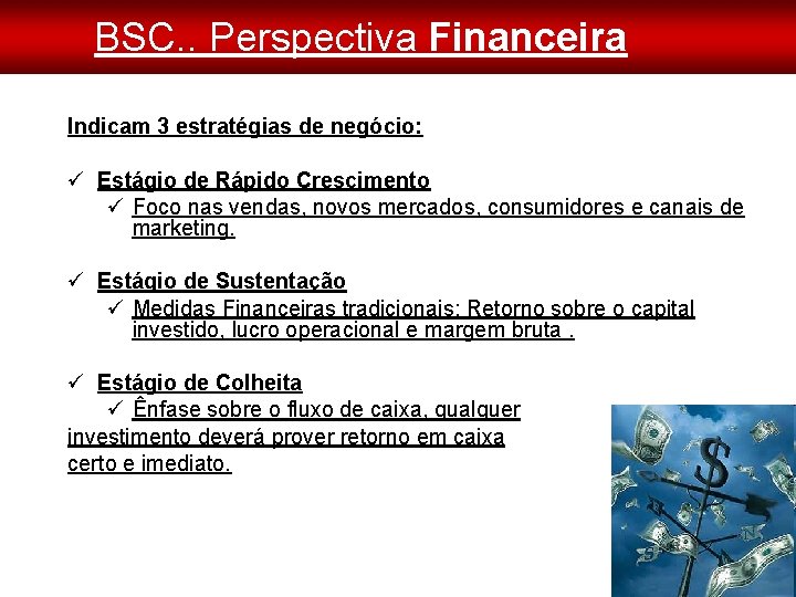 BSC. . Perspectiva Financeira Indicam 3 estratégias de negócio: Estágio de Rápido Crescimento Foco